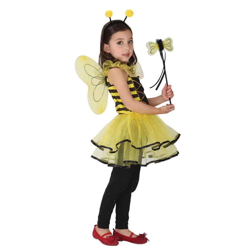 Umorden Ladybug Butterfly Fairy Costumes Girls Kids Forest Woodland Green Elf Costume Cosplay Fantasia Dress for Girl