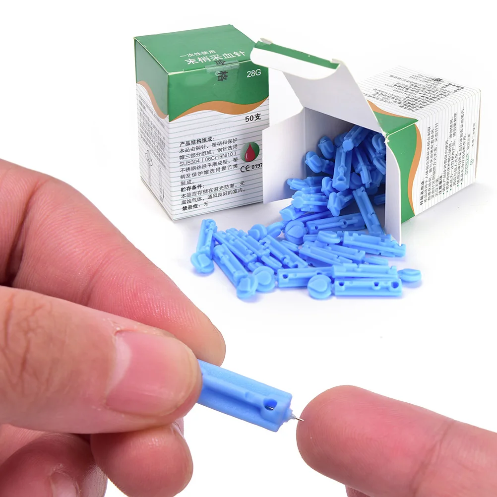 50pcs/lot Blood Lancet Pen Disposable Needles Massage Stick Use Pen Sterile Lancets Fleam Vent Drain Blood Lancet 28g