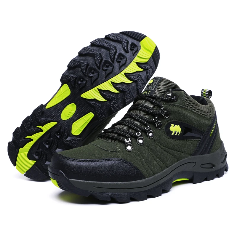 Уличные высокие ботильоны мужские водонепроницаемые походные ботинки женские противоскользящие носимые альпинистские кроссовки унисекс Спортивная обувь для путешествий - Цвет: green