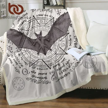 

BeddingOutlet Flying Vampire Throw Blanket Bat Wings Witchcraft Magic Sherpa Blanket Alchemy Symbol Bedding Mantas De Cama