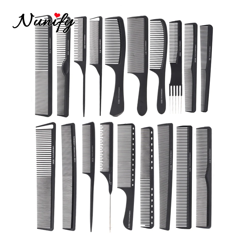 

Nunify Black Tail Comb Rat For Styling Hairdressing Large Carbon Anti Static Comb Heat Resistant Antistatic Cutting Comb