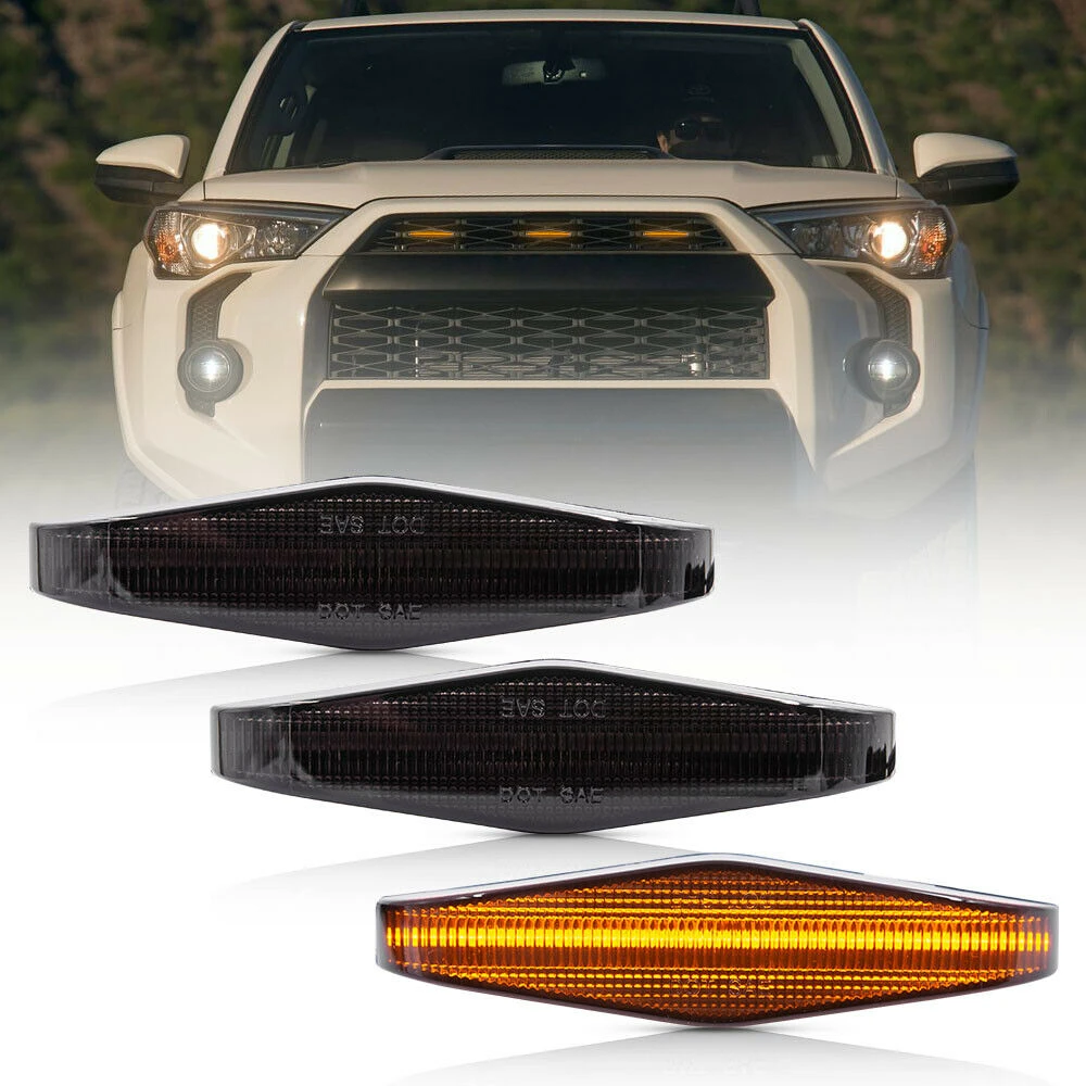Smoked Lens Amber Led Front Grille Daytime Running Light For 2014up Toyota 4runner Directly Fit