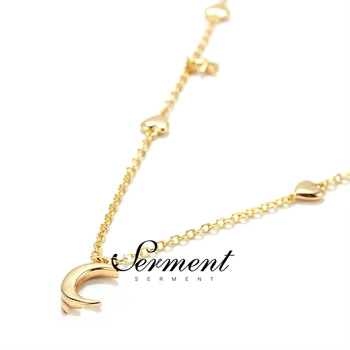 

SERMENT New Simple Star & Moon Pendant Necklace For Women New Crystal Heart Gilded Color Choker Fashion Jewelry Necklace Gift