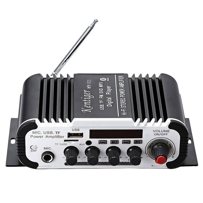 AABB-Kentiger Hy-V11 Bluetooth усилитель 2-канальный супер бас аудио усилитель с пультом дистанционного управления Tf Usb Fm 85Db Mp3 Fm одновременное подключение двух теле
