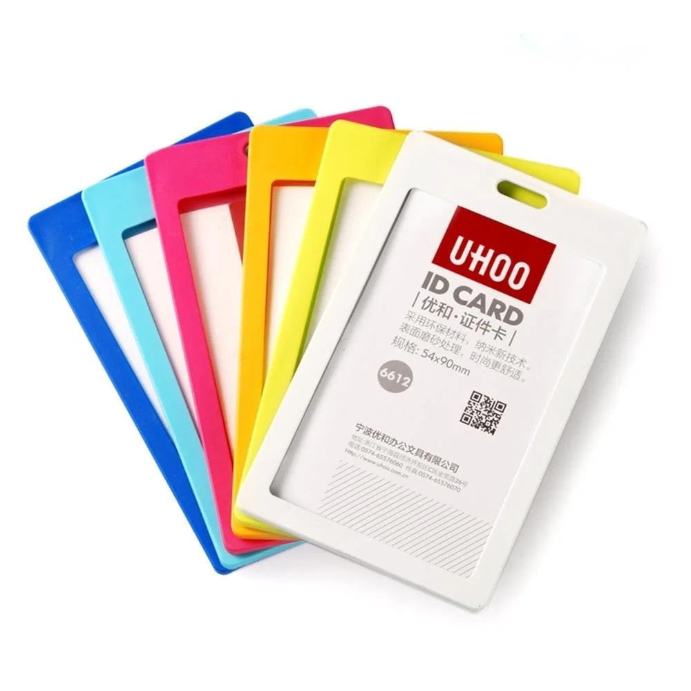 Upright Card Case Badge Label Tag Sign Paper Sleeve Frame Uhoo Reusable Plastic Id Plastic Card Holder 54x90mm 6 Colors