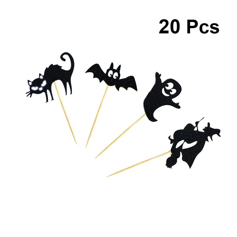 Pieces Sorciere Chauve Souris Chat Noir Vampire Motif Gateau Topper Drole Gateau Pics Papier Cupcake Toppers Decor Fete Fournitures Halloween Aliexpress
