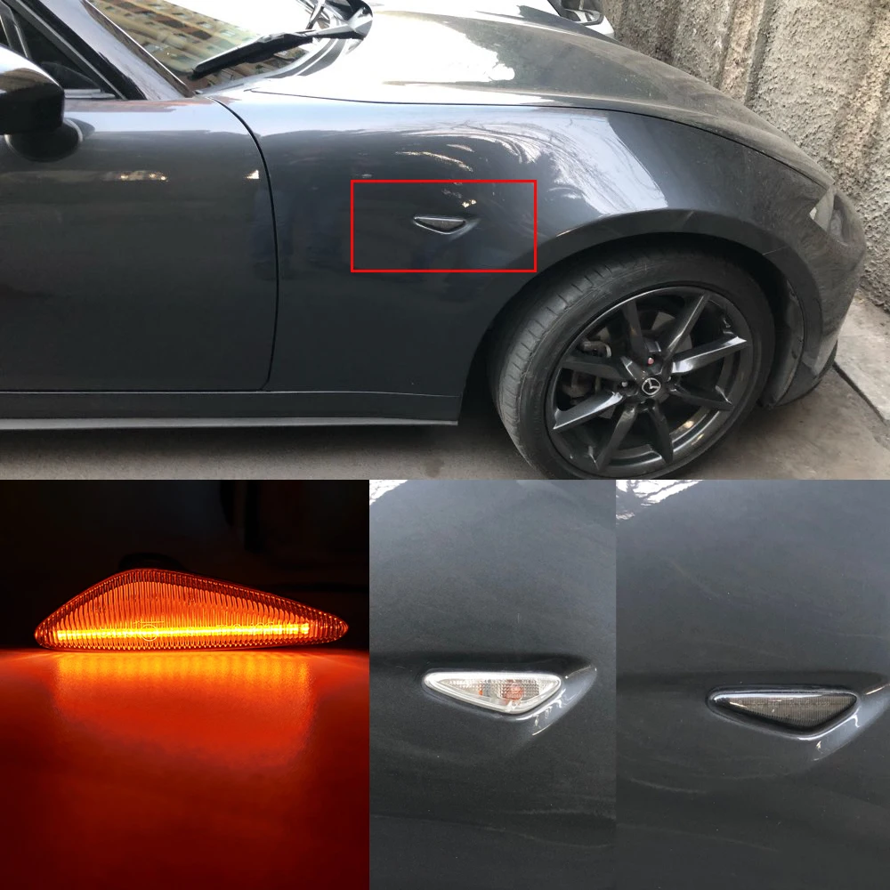 2 шт. Янтарный светодиодный светильник с передней стороны для M azda MX-5 MX-6 16-up, для RX8 09-12, питание от 36-SMD светодиодный, замена OEM боковой маркер