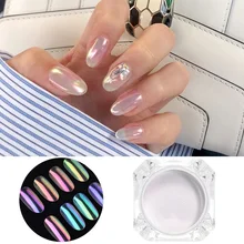 1 коробка ледяной прозрачный зеркальный блеск порошок для ногтей Русалка блеск Единорог хром пигмент Волшебная пыль голограмма украшения для ногтей