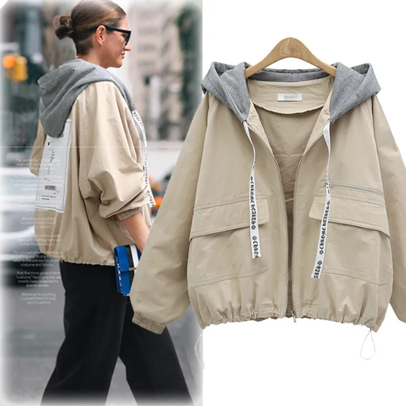 

AliExpress Autumn And Winter New Style Large Size Dress Europe And America Versatile Hooded Short WOMEN'S Jacket Coat D024