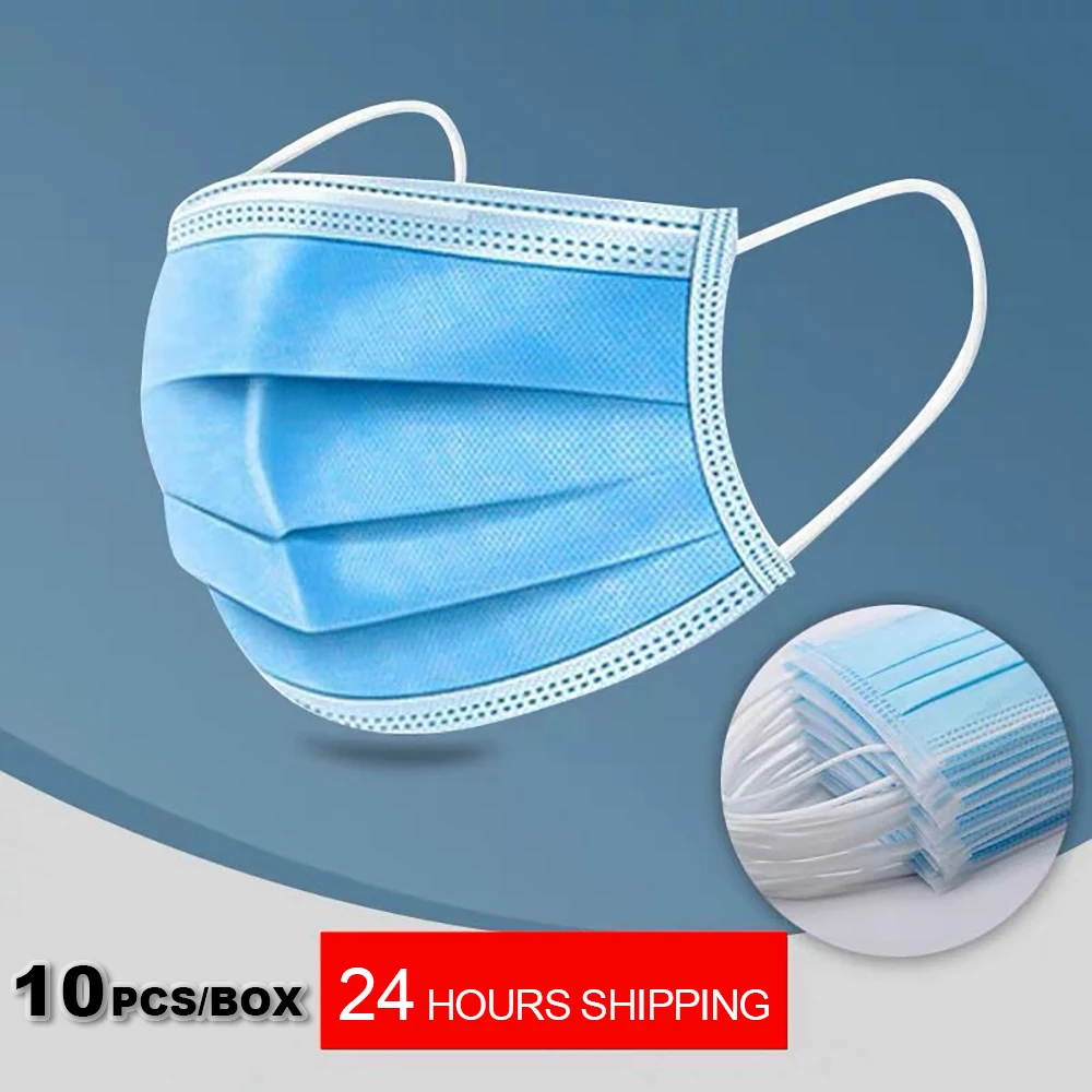 

10/50/100 PM2.5 Blue Face Mouth Mask Disposable Mask Anti Pollution Face Masks