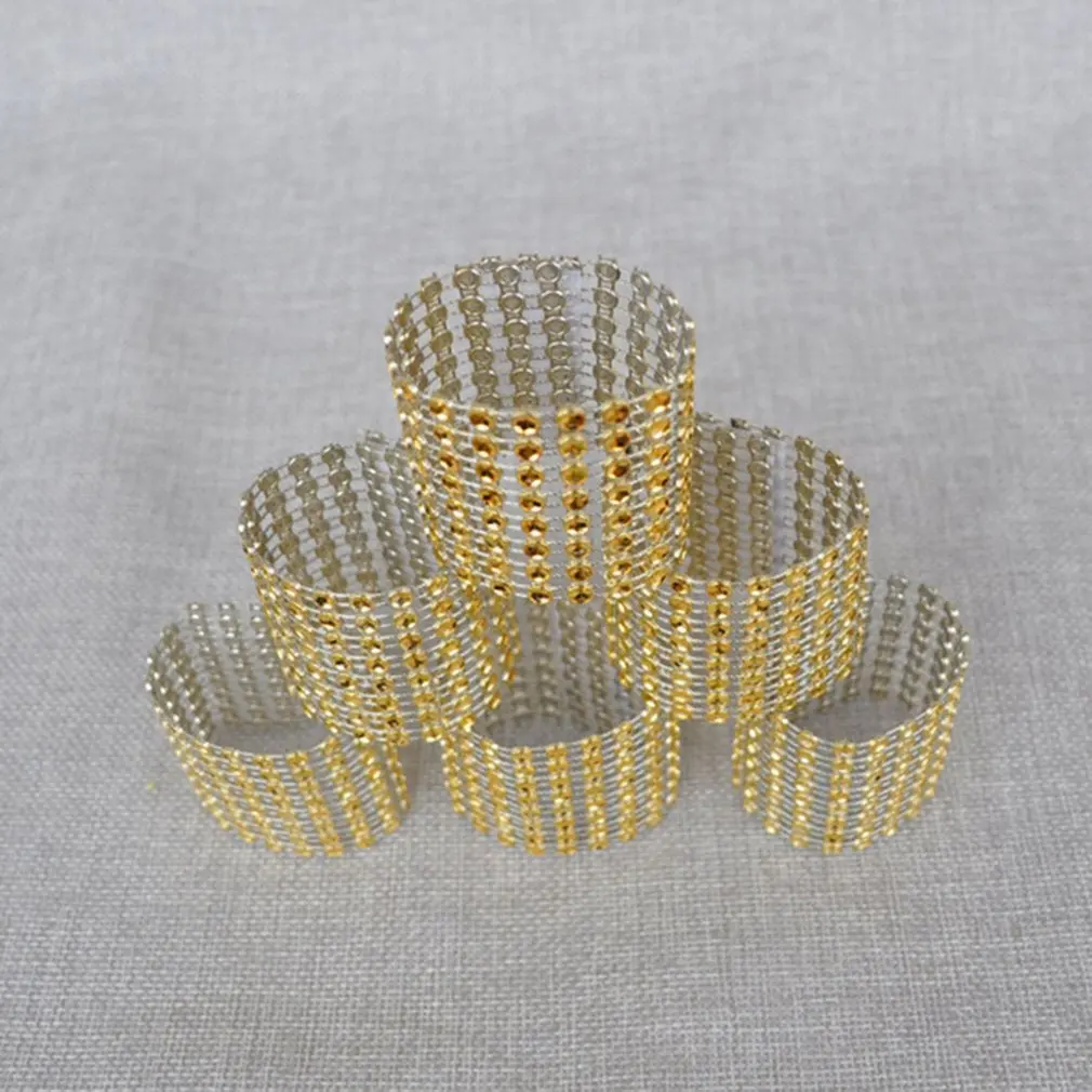 10PCS/SET 8 Rows Rhinestone Napkin Decoration Rings Luxury Design Wedding Hotel Home Napkin Holder Wrap Supplies