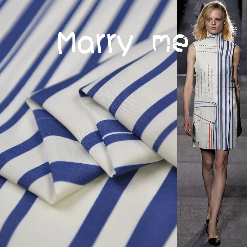 100 см* 135 см натуральный шелк хлопок Материал Синяя Полоса Лоскутная рубашка ткань