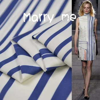 

100cm*135cm Natural silk cotton material blue stripe patchwork shirt fabric