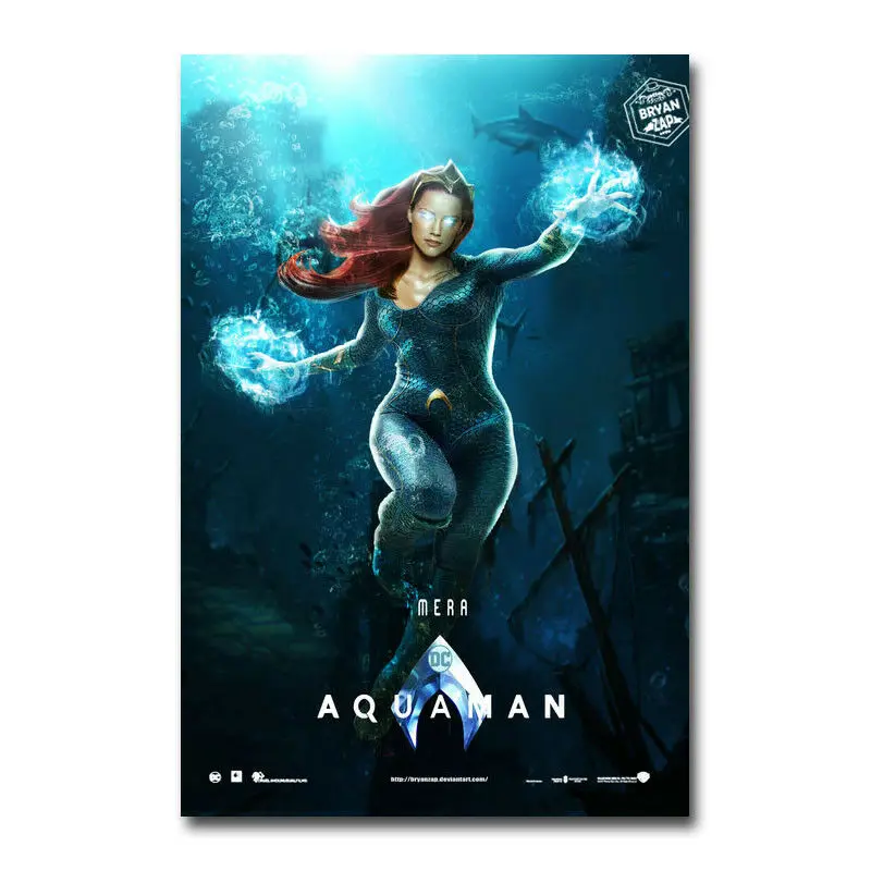 Aquaman фильм 3 наклейки на стену Шелковый плакат художественный светлый холст