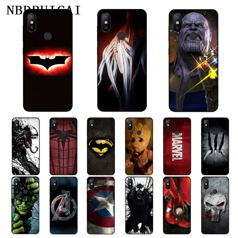 NBDRUICAI Marvel Супермен Веном щит Человек-паук логотип Чехол для телефона Xiaomi 8 9 se 5X Redmi