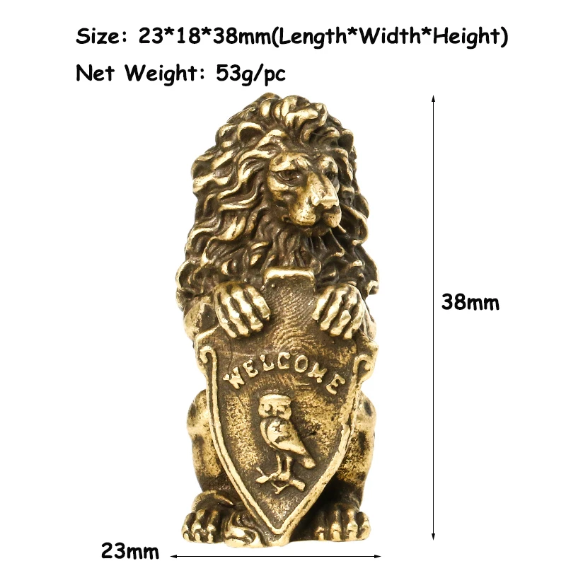 Antique Bronze Welcome Shiled król lew statua domu Feng Shui dekoracje szczęście miedzi sowa miniaturowe figurki ozdoby stołowe