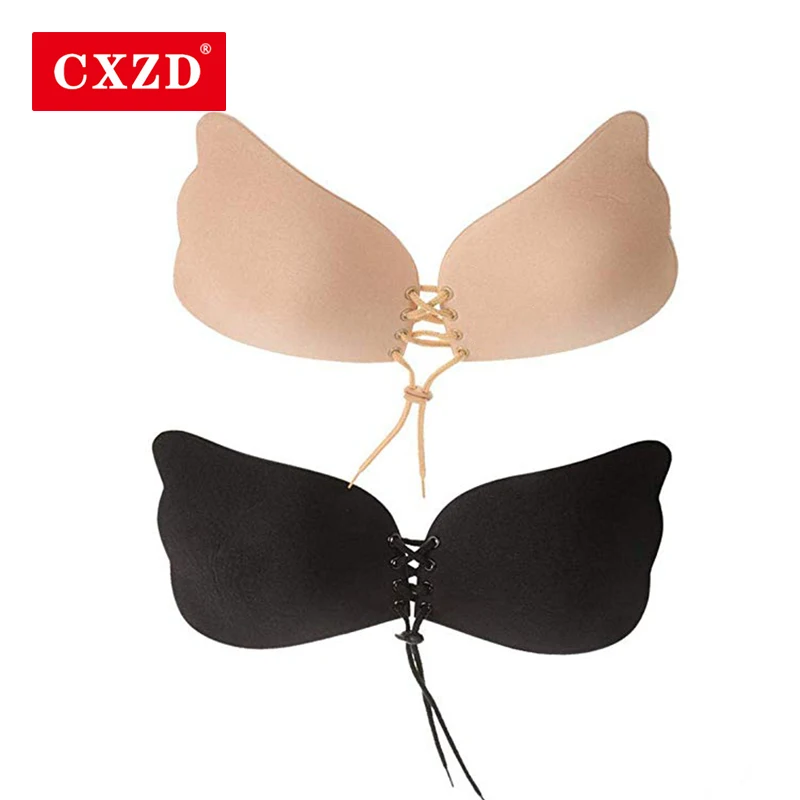 

CXZD 1 pair Seamless Self Adhesive Fly Bra Strapless Push Up Bra Wireless Stick On Sexy Lingerie Invisible Silicone Women Bra