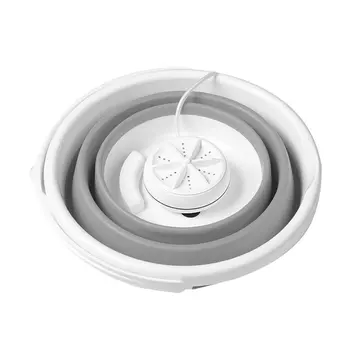 

Mini Ultrasonic Washing Machine Portable Automatic Turbo Electric Roller Rotating Washer Equipment Essential for Home Travel