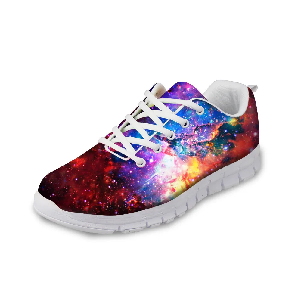 

ELVISWORDS Womens Fashion Sneakers Breathable Running Sports Shoes Lace-up Stars Sky Prints Pattern Girls Walking Shoes