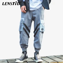 LENSTID Harajuku хип карго брюки уличная мужские джоггеры лента большие шаровары с карманами тактические брюки хлопок повседневные брюки