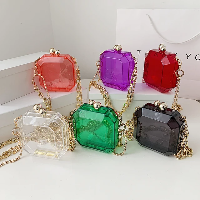 Vintage Clear Cube Acrylic Luxary Handbag 