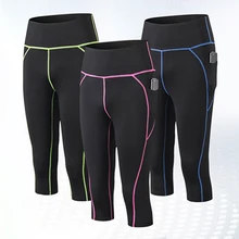 Спортивные штаны для женщин Капри Леггинсы с высокой талией компрессионные штаны для женщин колготки для бега женские тренировочные обтягивающие леггинсы 3/4 длина