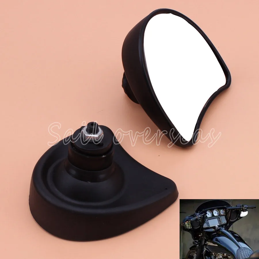 Black 10mm Fairing Mount Wing Motorcycle Rear View Mirrors For Harley