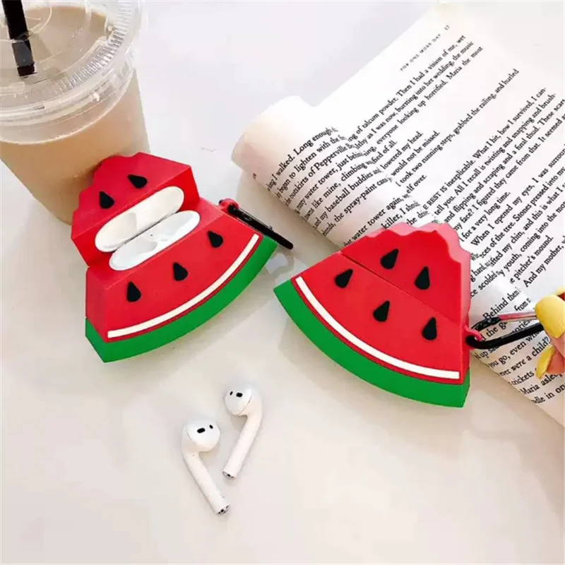 

Wireless Bluetooth Earphone Case For Airpods Protective Cases Fruits Silicone Headset Case Hamburger Charging Headphones Cover