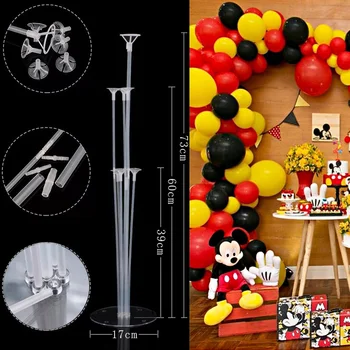 

7 Tubes Balloons Stand Column Holder Clear Plastic Balloon Stand Mickey Birthday Party Decorations Kids Wedding Balloons Garland