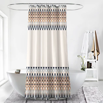 

Geometric Striped Shower Curtains Durable Waterproof for Bathroom Home Decor Polyester Fabric Bathtub Curtain High Quality