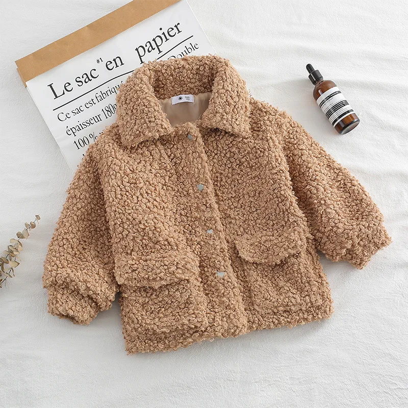 Autumn Winter Girl Jacket Thick Warm Children Jacket Turn-down Collar Girls Outerwear Coat 90~140cm RT780