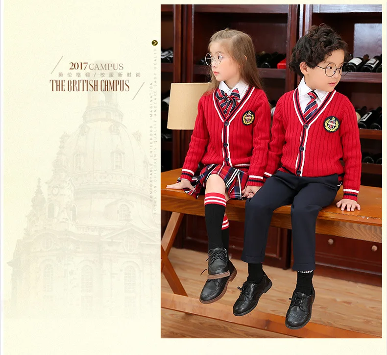 Костюм для детского сада; осенний стиль г.; школьная форма для начальной школы и студентов; деловой костюм в английском стиле для колледжа; Детский свитер