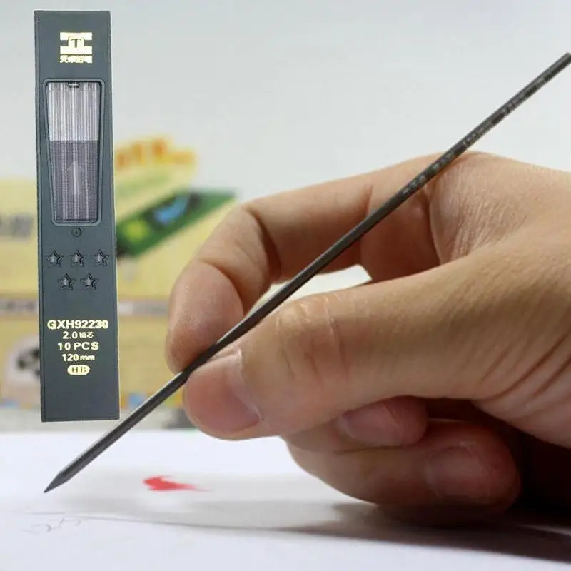Heißer 10 Teile/schachtel 2mm 2B HB Schwarz 2,0mm Mechanische Bleistift Student 120mm Refill Supplies Verschiffen Büro Blei schreibwaren Geschenk I1Z9 – Detail 10