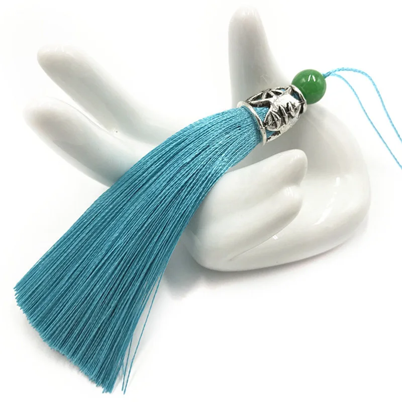 Polyester 9cm Silk Tassels Fringe With Bead Tassels Hanging Curtains For Sewing Garment Home Decoration