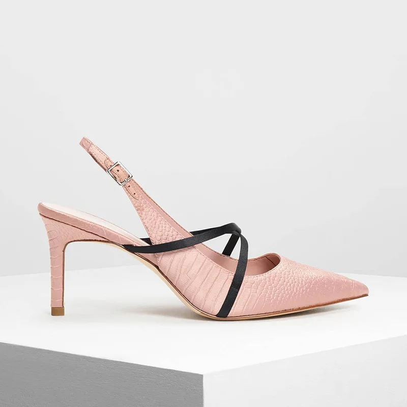 

Europe And America 2019 Small c k Summer New Style Cross Belt High-Heel after Empty WOMEN'S Sandals Pointed-Toe Thin Heeled Cont