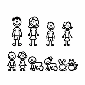 

SUV Car Stickers Vivid Sticker Mini Laptop 1 set My family member figure style Car Automobile