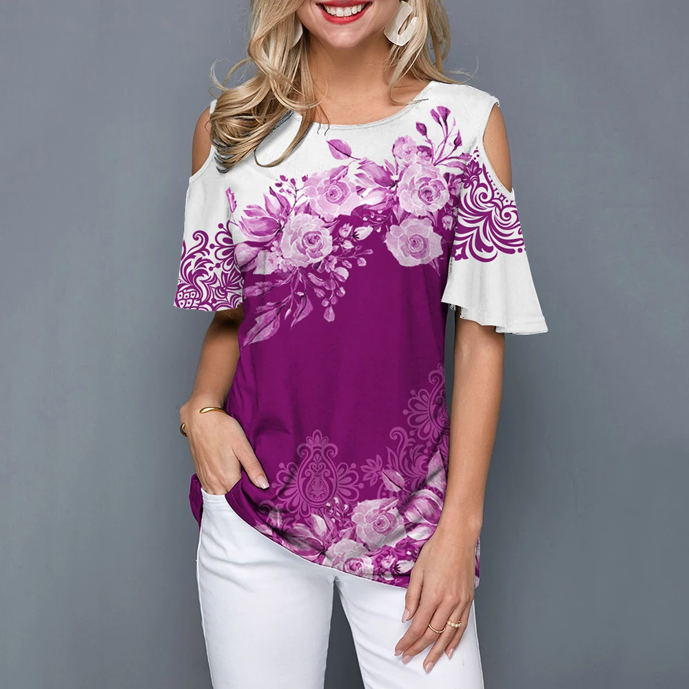Женская летняя футболка, 20 стилей, круглый вырез, короткий рукав, цветочный рисунок, в полоску, модная женская футболка - Цвет: Pattern 11
