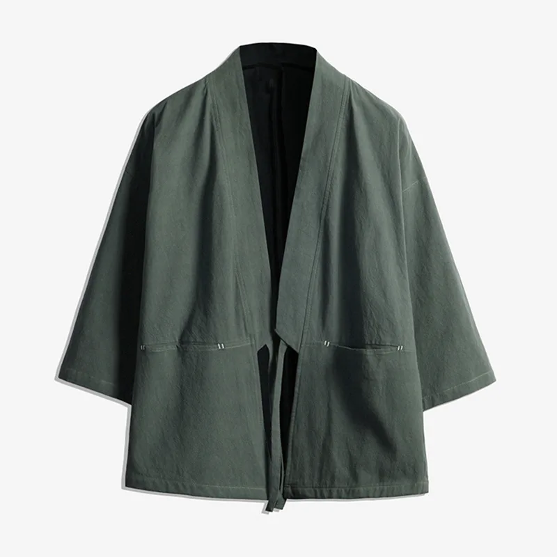 Green Haori Кимоно Костюм самурая уличная одежда размера плюс хаори азиатская одежда юката Мужчины Женщины Кардиган Куртка Традиционная японская одежда - Цвет: Green Haori