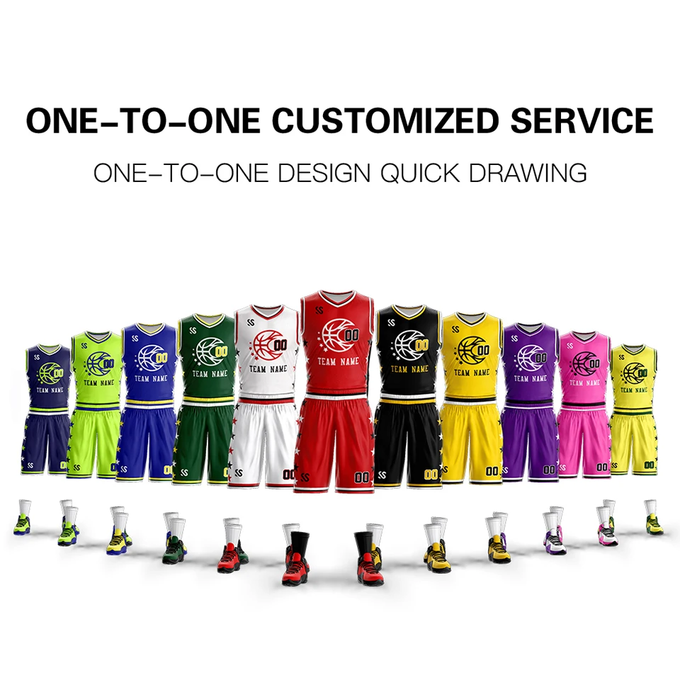 Fashion Custom Basketball Jersey Sets Vest Shorts Print Design Your Name/Number Training Soft Cool Sportswear Suit for Men/Child