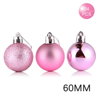

24pcs Christmas Pink Ball Ornaments Tree Decorations Xmas Baubles For Holiday Wedding Party Decoration Navidad Gift