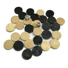 

Natural Wooden Chess Draughts & Checkers & Backgammon Chess Piece for Kids Board Game Learning Camping
