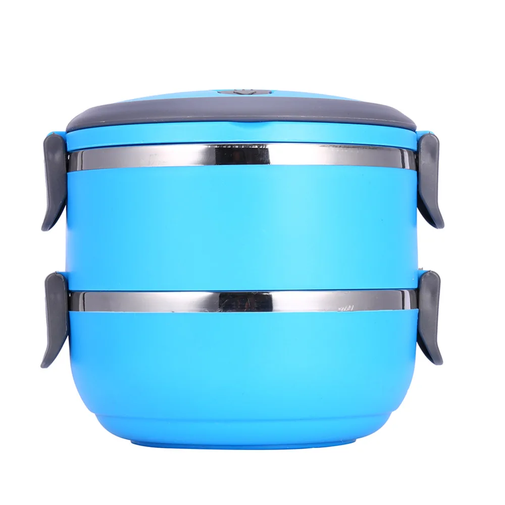 blue Ланч-бокс двойной layerDurable из нержавеющей стали для бэнто, пикника пищевой контейнер для микроволновой печи столовая посуда контейнер для хранения еды - Цвет: blue