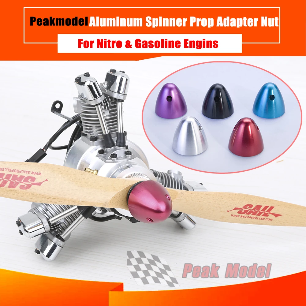 O envio gratuito de alumínio prop adaptador porca/metal anodizado pá cabeça/spinner para os saito ys dle rcgf ngh motores