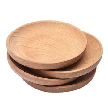 

Round Wooden Plate Wood Serving Tray Tea Fruit Dishes Food Server Dishes Platter Dessert Snack Holder Restaurant Cutlery Tray