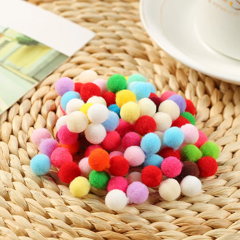 100pcs Multicolour Chenille Stems Pipe Cleaners Handmade Diy Art Craft Material Kids Creativity Handicraft Children Toys - Цвет: 100pcs Mini Pom Poms
