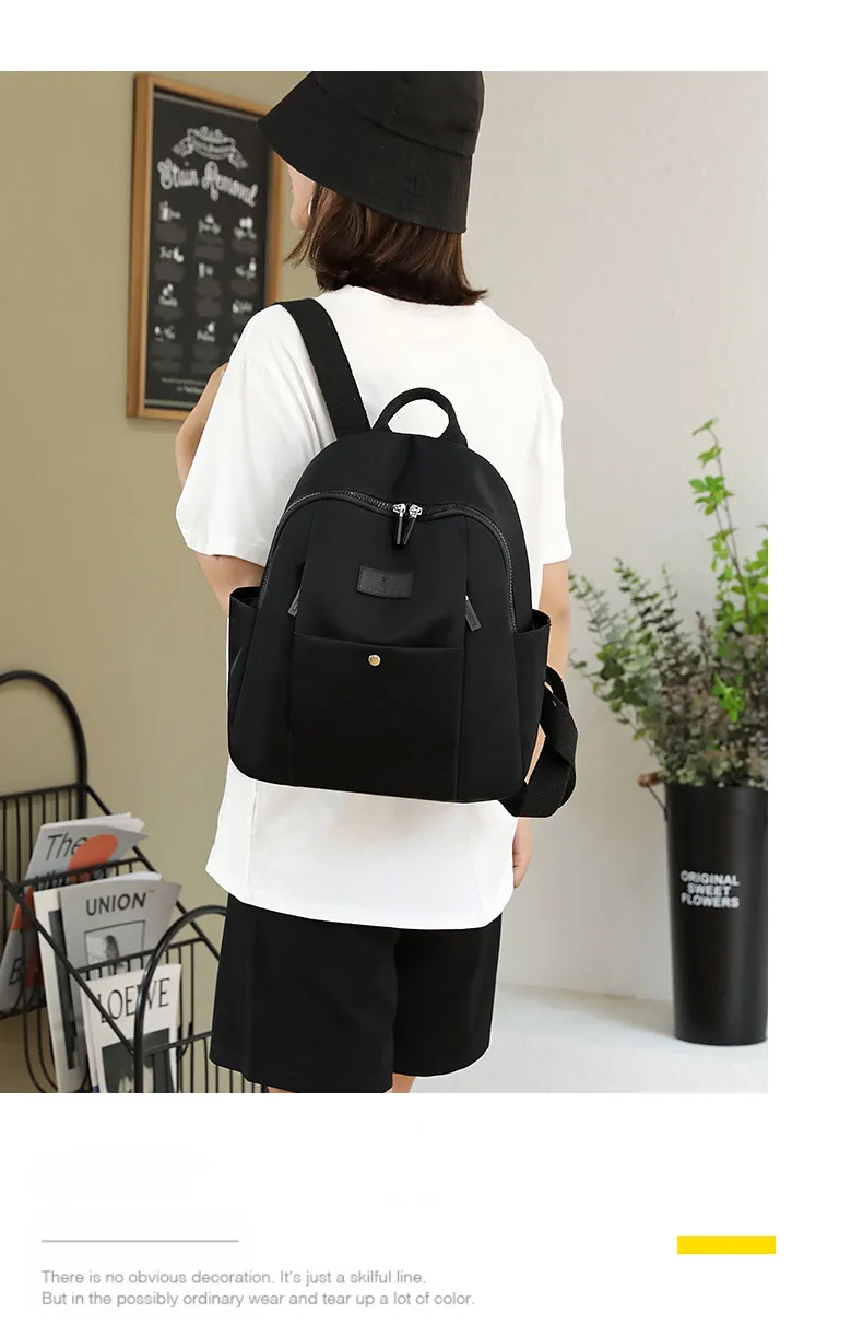 Vento Marea Travel Women Backpack Design 2021 Nylon Waterproof Shoulder School Bag For Teenage Girls Preppy Style Black Rucksack stylish work backpack