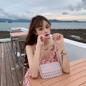 

Clear Transparent Women Shoulder Bags Mini PVC Beaded Women Handbags Purse Ladies Evening Hand Bags Woman Crossbody Bag 2019 New