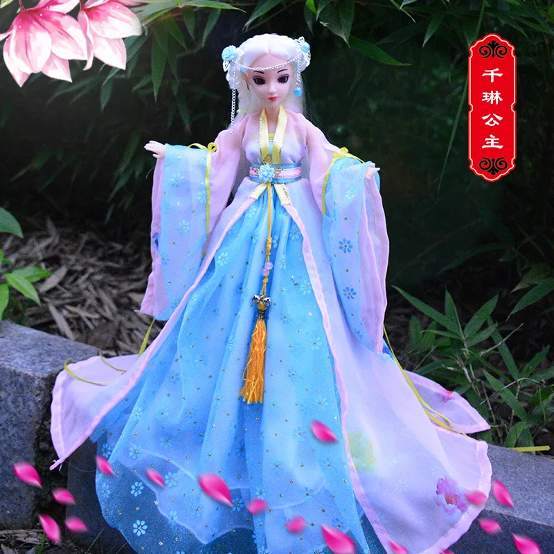 Китайская античная кукла BJD кукла, набор игрушек 12 суставов 30 см принцесса игрушка семья девушка серии рождественские подарки - Цвет: Цвет: желтый