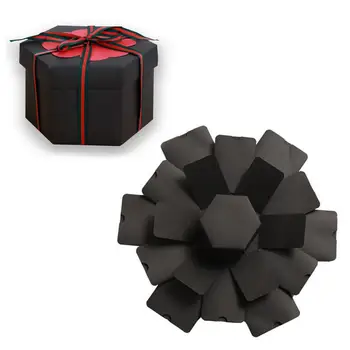 

Personality Black Hexagon Explosion Box Gift Package Case For Festival Party Gift Decoration