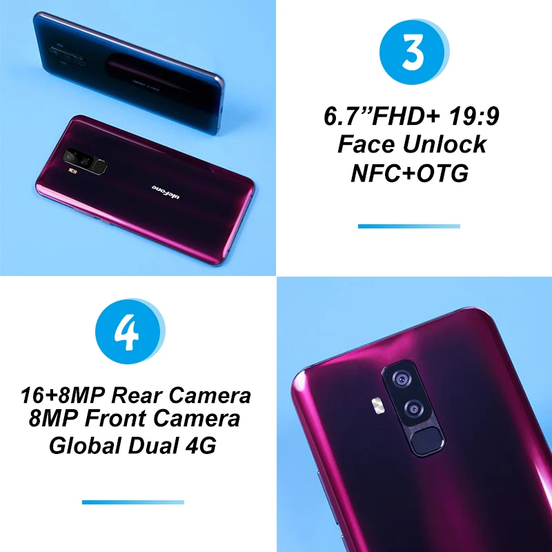 Ulefone T2 4G глобальный мобильный телефон Android 9,0 6," 19:9 Helio P70 Восьмиядерный 6 ГБ+ 128 Гб распознавание лица NFC OTG беспроводной зарядный смартфон
